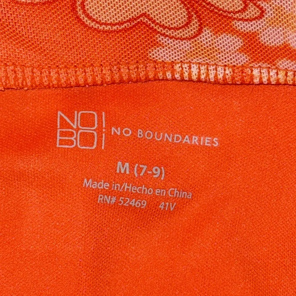 No Boundaries Mesh SET Top & Ruched Skirt Orange Floral Women’s Juniors M 7-9